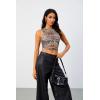 imageFloerns Womens Cut Out Sleeveless Round Neck Punk Rock Solid Ripped Crop Tank TopLeopard