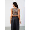 imageFloerns Womens Cut Out Sleeveless Round Neck Punk Rock Solid Ripped Crop Tank TopLeopard