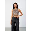 imageFloerns Womens Cut Out Sleeveless Round Neck Punk Rock Solid Ripped Crop Tank TopLeopard
