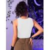 imageFloerns Womens Cut Out Sleeveless Round Neck Punk Rock Solid Ripped Crop Tank TopWhite