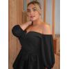 imageFloerns Womens Plus Size Off The Shoulder Belted Peplum Blouse TopBlack