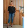 imageFloerns Womens Plus Size Off The Shoulder Belted Peplum Blouse TopBlack