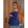 imageFloerns Womens Plus Size Off The Shoulder Belted Peplum Blouse TopBlue