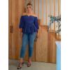 imageFloerns Womens Plus Size Off The Shoulder Belted Peplum Blouse TopBlue