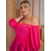 imageFloerns Womens Plus Size Off The Shoulder Belted Peplum Blouse TopPink