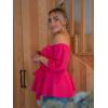 imageFloerns Womens Plus Size Off The Shoulder Belted Peplum Blouse TopPink