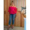 imageFloerns Womens Plus Size Off The Shoulder Belted Peplum Blouse TopPink