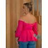 imageFloerns Womens Plus Size Off The Shoulder Belted Peplum Blouse TopPink