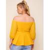 imageFloerns Womens Plus Size Off The Shoulder Belted Peplum Blouse TopYellow