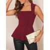 imageFloerns Womens Square Neck Peplum Tank Top Sleeveless Ruffle Hem Solid Elegant TopsMaroon