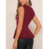 imageFloerns Womens Square Neck Peplum Tank Top Sleeveless Ruffle Hem Solid Elegant TopsMaroon