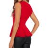 imageFloerns Womens Square Neck Peplum Tank Top Sleeveless Ruffle Hem Solid Elegant TopsRed