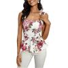 imageFloerns Womens Square Neck Peplum Tank Top Sleeveless Ruffle Hem Solid Elegant TopsWhite Floral