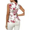 imageFloerns Womens Square Neck Peplum Tank Top Sleeveless Ruffle Hem Solid Elegant TopsWhite Floral
