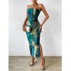 imageFloerns Womens Tie Dye Strapless Ruched Split Thigh Bodycon Long Tube DressA Green