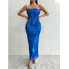 imageFloerns Womens Tie Dye Strapless Ruched Split Thigh Bodycon Long Tube DressBlue