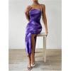 imageFloerns Womens Tie Dye Strapless Ruched Split Thigh Bodycon Long Tube DressPurple