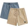 imageFloerns 2 Pack Mens Boho Drawstring Waist Paisley Print Summer Beach ShortsBlue and Khaki