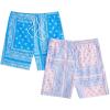 imageFloerns 2 Pack Mens Boho Drawstring Waist Paisley Print Summer Beach ShortsLight Pink  Blue Paisley