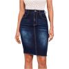 imageFloerns Womens Casual High Waist Raw Hem Bodycon Pencil Denim SkirtBlue Ink