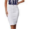 imageFloerns Womens Casual High Waist Raw Hem Bodycon Pencil Denim SkirtWhite