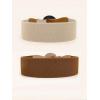 imageFloerns Womens 2 Piece Simple Pu Leather Casual Wide Dress Jean Belt SetA Brown Beige