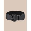 imageFloerns Womens 2 Piece Simple Pu Leather Casual Wide Dress Jean Belt SetBlack and White