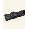 imageFloerns Womens 2 Piece Simple Pu Leather Casual Wide Dress Jean Belt SetBlack and White