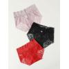 imageFloerns Womens 3 Pack Floral Lace High Waist Breathable Soft Panty SetMulticolor