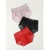 imageFloerns Womens 3 Pack Floral Lace High Waist Breathable Soft Panty SetMulticolor