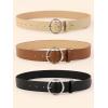 imageFloerns Womens 3 Pcs Widewaist Belt Leather Belt Round Buckle BeltBlack Multi