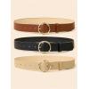imageFloerns Womens 3 Pcs Widewaist Belt Leather Belt Round Buckle BeltBrown Multi