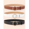 imageFloerns Womens 3 Pcs Widewaist Belt Leather Belt Round Buckle BeltWhite Multi
