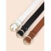 imageFloerns Womens 3 Pcs Widewaist Belt Leather Belt Round Buckle BeltWhite Multi