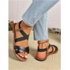 imageFloerns Womens Flat Sandal Criss Cross Ankle Strap Leather Slip on Summer ShoesBlack