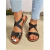 imageFloerns Womens Flat Sandal Criss Cross Ankle Strap Leather Slip on Summer ShoesBlack