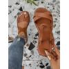 imageFloerns Womens Flat Sandal Criss Cross Ankle Strap Leather Slip on Summer ShoesBrown