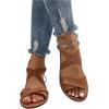 imageFloerns Womens Flat Sandal Criss Cross Ankle Strap Leather Slip on Summer ShoesBrown