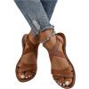 imageFloerns Womens Flat Sandal Criss Cross Ankle Strap Leather Slip on Summer ShoesBrown