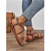 imageFloerns Womens Flat Sandal Criss Cross Ankle Strap Leather Slip on Summer ShoesDark Brown