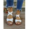 imageFloerns Womens Flat Sandal Criss Cross Ankle Strap Leather Slip on Summer ShoesWhite