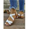 imageFloerns Womens Flat Sandal Criss Cross Ankle Strap Leather Slip on Summer ShoesWhite