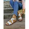 imageFloerns Womens Flat Sandal Criss Cross Ankle Strap Leather Slip on Summer ShoesWhite
