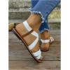 imageFloerns Womens Flat Sandal Criss Cross Ankle Strap Leather Slip on Summer ShoesWhite