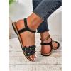 imageFloerns Womens Floral Elastic Ankle Straps Slipper Summer Beach Flat SandalsBlack