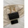 imageFloerns Womens Geo Embossed Flap Square Bag Elegant Business Shoulder BagBlack