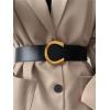 imageFloerns Womens Leather Belt for Jeans Dress Wide Belt Buckle Ladies BeltBlack