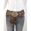 imageFloerns Womens Metal Hollow Out Wide Disc Belt Cowboy Western Vintage Buckle BeltBrown