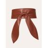 imageFloerns Womens PU Leather Belt Obi Belt Self Tie Bowknot Waistband for DressRust Brown