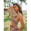 imageFloerns Womens Studded Straw Bag Woven Purse Bag Envelope Clutch WalletKhaki